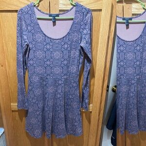 Forever 21 skater dress navy and peach stretch t shirt fabric size Large Jr